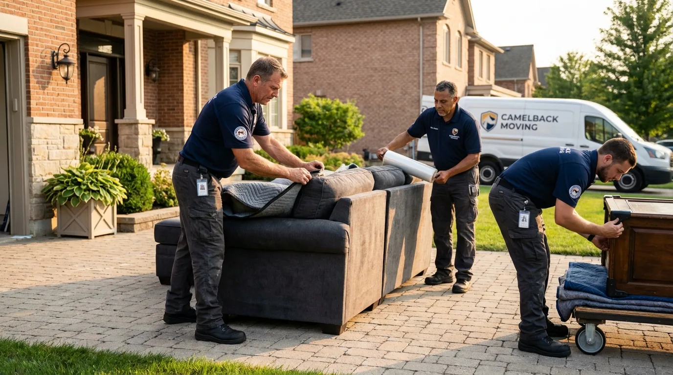 Large estate moving crew wrapping furniture in Westmont, IL