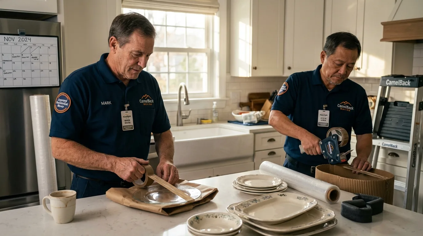 Professional crew packing kitchen dishware in Westmont, IL